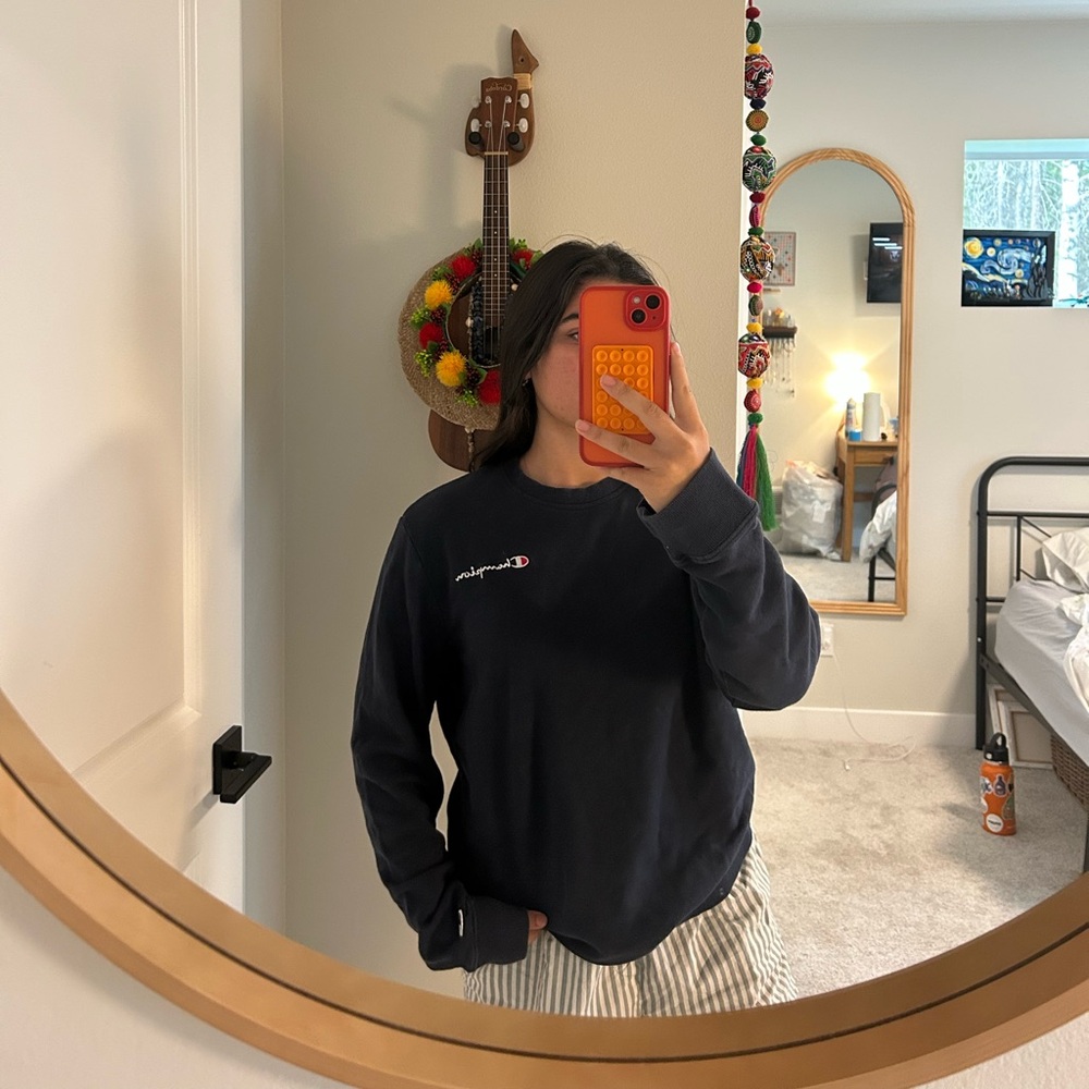 Champion Navy Sweatshirt with Logo